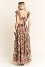 Load image into Gallery viewer, Ruffle Sleeve Tiered Maxi Dress open back with bow tie