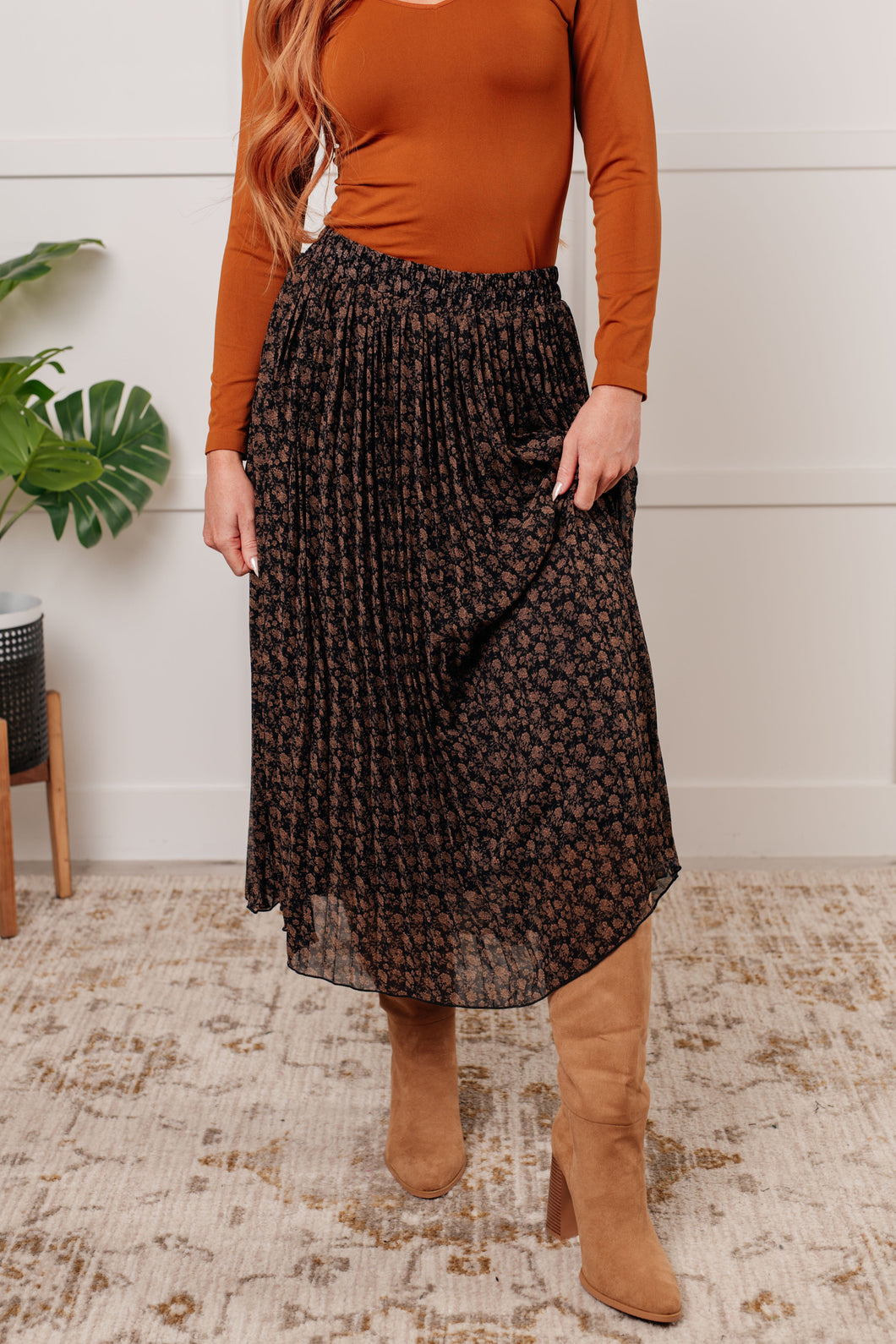 POLAGRAM Just What You Wanted Floral Print Pleated Skirt