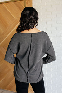 Haptics Sorta Ribbed Top in Charcoal