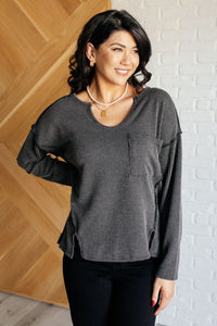 Haptics Sorta Ribbed Top in Charcoal