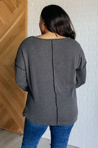 Haptics Sorta Ribbed Top in Charcoal