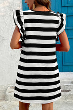 Load image into Gallery viewer, Black Stripe Flutter Sleeve Dress