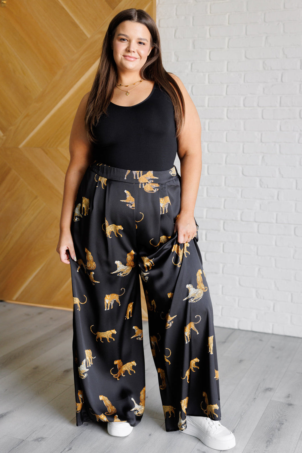 Mittoshop Legendary in Leopard Satin Wide Leg Pants