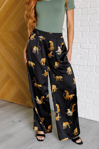 Mittoshop Legendary in Leopard Satin Wide Leg Pants