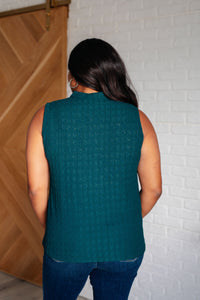 ONE ELEVEN NORTH Matter of Fact Pleat Front Sleeveless Blouse in Sea Green