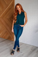 Load image into Gallery viewer, ONE ELEVEN NORTH Matter of Fact Pleat Front Sleeveless Blouse in Sea Green