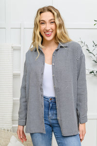 Andree By Unit Mixed Houndstooth Button Up Top