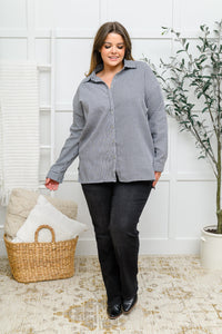 Andree By Unit Mixed Houndstooth Button Up Top
