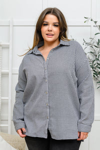 Andree By Unit Mixed Houndstooth Button Up Top