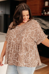 Mittoshop Mocha Petals V-Neck Top