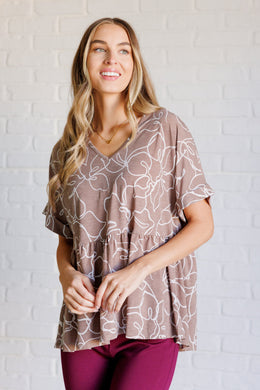 Mittoshop Mocha Petals V-Neck Top