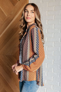 One Eleven North Moderately Mod Polka Dot Button Up Top