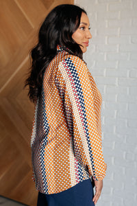 One Eleven North Moderately Mod Polka Dot Button Up Top