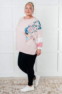 One Eleven North New Chapter Floral Color Block Patchwork Top