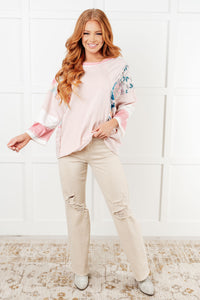 One Eleven North New Chapter Floral Color Block Patchwork Top