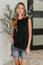 Load image into Gallery viewer, ONE ELEVEN NORTH New Normal Pleat Detail Sleeveless Top in Black