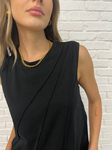 ONE ELEVEN NORTH New Normal Pleat Detail Sleeveless Top in Black