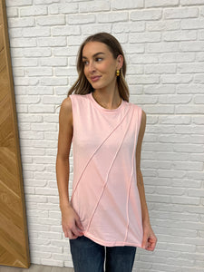 ONE ELEVEN NORTH New Normal Pleat Detail Sleeveless Top in Pink