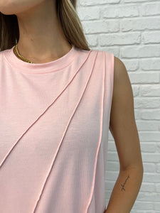ONE ELEVEN NORTH New Normal Pleat Detail Sleeveless Top in Pink