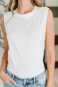 ONE ELEVEN NORTH New Normal Pleat Detail Sleeveless Top in White