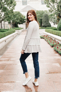 143 Story Nicely Done Tiered Top in Gray