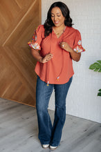 Load image into Gallery viewer, One Eleven North No Concerns Embroidered Sleeve Blouse