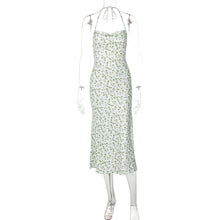 Load image into Gallery viewer, Arrival Sweet Floral Sexy Backless Halter Sleeveless Split Medium Dress