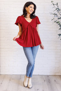 ONE ELEVEN NORTH One Day Soon V-Neck Ruffle Detail Top