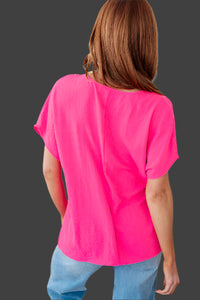 Pink V Neck Blouse Back
