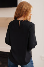 Load image into Gallery viewer, One Eleven North Peaceful Moments Smocked Sleeve Blouse in Black