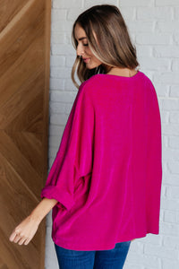 White Birch Pink Thoughts Chenille Blouse