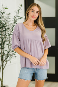 ONE ELEVEN NORTH Pleasantly Perfect Bubble Sleeve Peasant Blouse