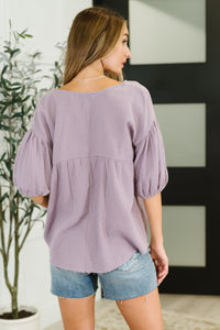 ONE ELEVEN NORTH Pleasantly Perfect Bubble Sleeve Peasant Blouse