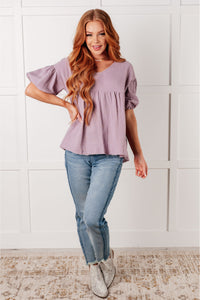 ONE ELEVEN NORTH Pleasantly Perfect Bubble Sleeve Peasant Blouse
