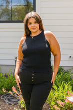 Load image into Gallery viewer, Annie Wear Previous Engagement Halter Neck Sweater Tank in Black