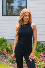 Load image into Gallery viewer, Annie Wear Previous Engagement Halter Neck Sweater Tank in Black