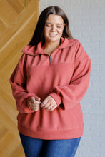 Load image into Gallery viewer, VERY J Quite the Impression Half Zip Pullover in Rust