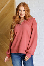 Load image into Gallery viewer, VERY J Quite the Impression Half Zip Pullover in Rust