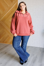 Load image into Gallery viewer, VERY J Quite the Impression Half Zip Pullover in Rust
