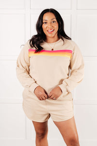 One Eleven North Retro Rainbow Shorts Set in Tan