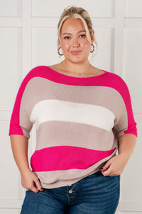 One Eleven North Rows Of Rose Short Sleeve Knit Top