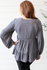 ANDREE BY UNIT Sassy Swing Top in Charcoal