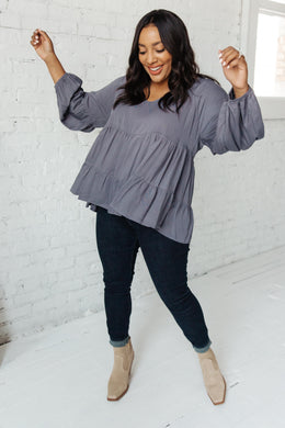ANDREE BY UNIT Sassy Swing Top in Charcoal
