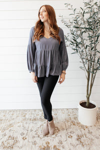 ANDREE BY UNIT Sassy Swing Top in Charcoal