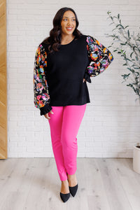 HAPTICS She is the Party Floral Sequins Mesh Sleeve Top