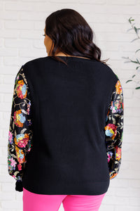 HAPTICS She is the Party Floral Sequins Mesh Sleeve Top