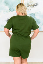 Load image into Gallery viewer, ZENANA Short Sleeve V-Neck Romper in Army Green