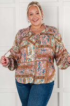 Load image into Gallery viewer, ONE ELEVEN NORTH Show and Tell Mixed Print Peasant Blouse