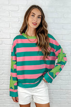 Load image into Gallery viewer, ONE ELEVEN NORTH Stars On Stripes Patchwork Striped Sweatshirt