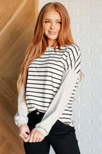 Load image into Gallery viewer, One Eleven North Super Clever Patchwork Striped Top in Ivory